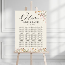 Boho Wildflower Garden Wedding Seating Chart Foam Board