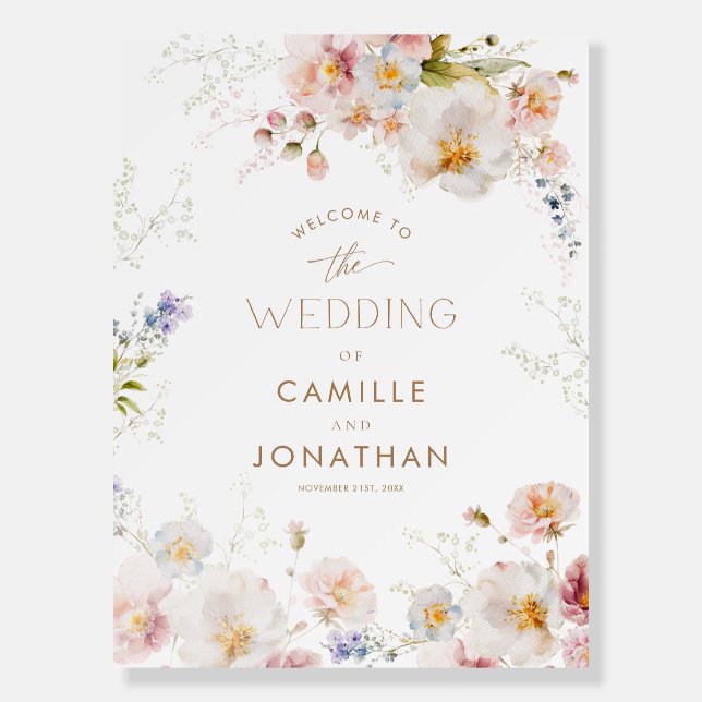 Boho Wildflower Garden Wedding Welcome Sign (Front)