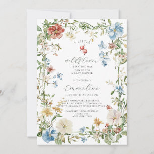 Boho Wildflower Girl Baby In Bloom Baby Shower Invitation