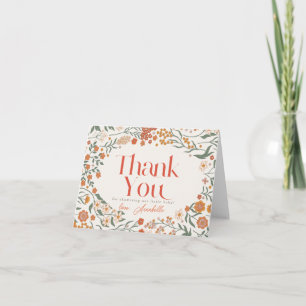 Boho Wildflower Girl Baby Shower Letterpress Thank You Card