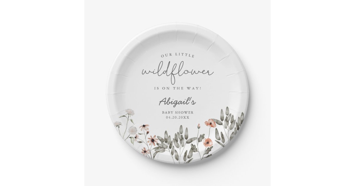 Boho Wildflower Girl Baby Shower Paper Plates Zazzle