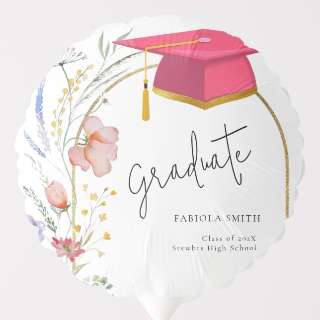 Boho WIldflower graduation Party Balloon (Front)