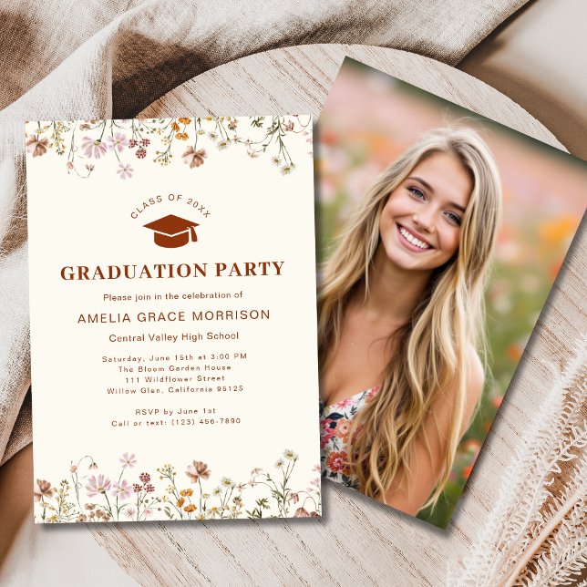 Boho Wildflower Graduation Party Boho Bloom Invitation (Creator Uploaded)