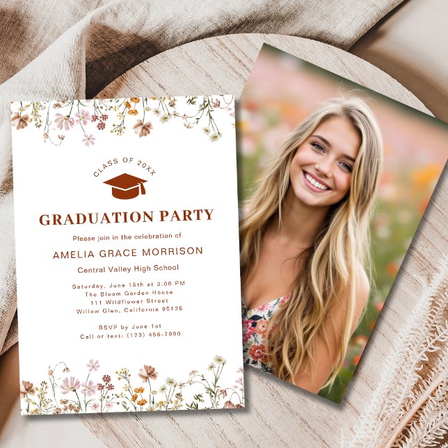 Boho Wildflower Graduation Party Boho Bloom Invitation (Creator Uploaded)