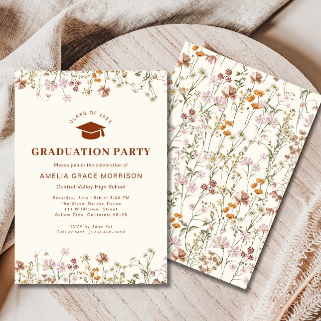Boho Wildflower Graduation Party Boho Bloom Invitation (Creator Uploaded)