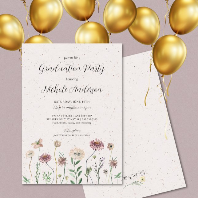 Boho Wildflower Graduation Party Invitation (Creator Uploaded)