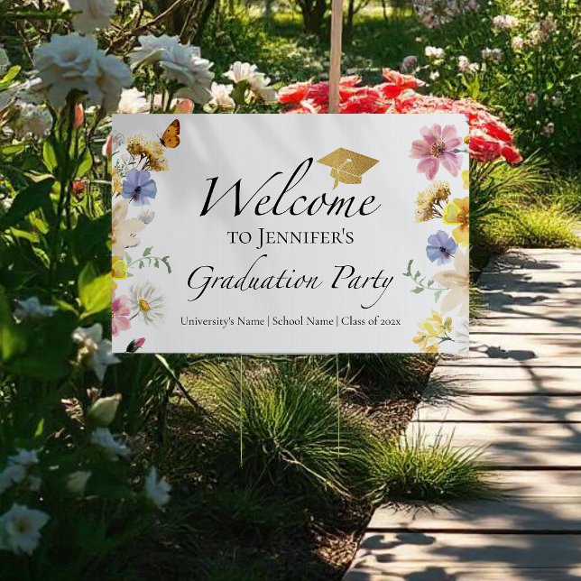 Boho Wildflower Graduation Party Welcome Yard Sign (Creator Uploaded)