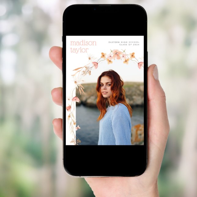 Boho Wildflower Graduation Photo Invitation (Front Digital)