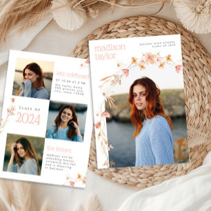 Boho Wildflower Graduation Photo Invitation