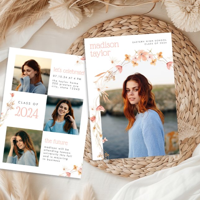 Boho Wildflower Graduation Photo Invitation (Creator Uploaded)
