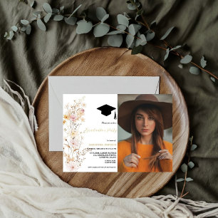 Boho Wildflower Grass  Girl Graduation party Invitation