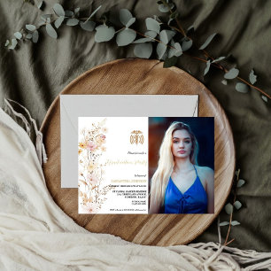 Boho Wildflower Grass Nurse Girl Graduation party Invitation