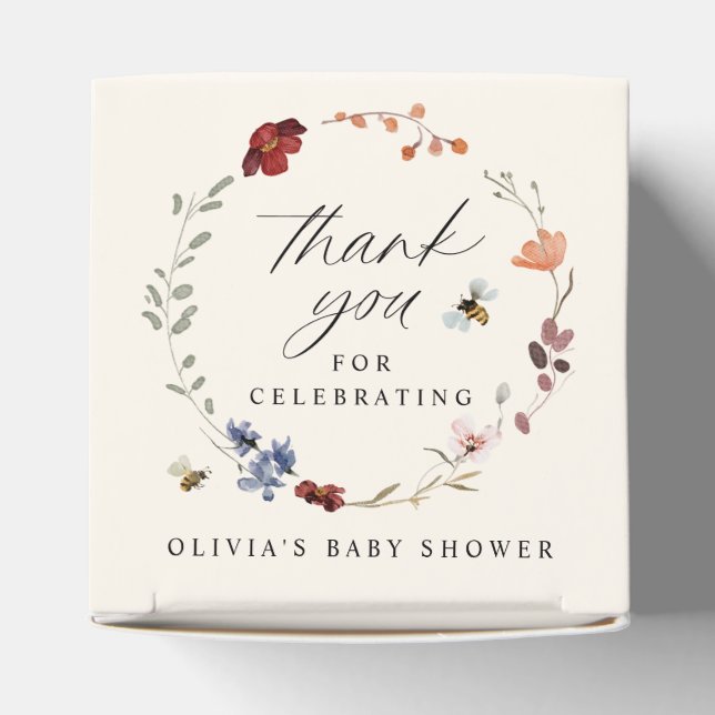 Boho Wildflower Greenery Baby Shower Favor Box (Top)