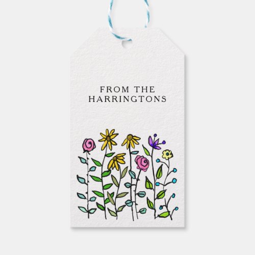 Boho Wildflower Hand_Drawn Floral Personalized Gift Tags
