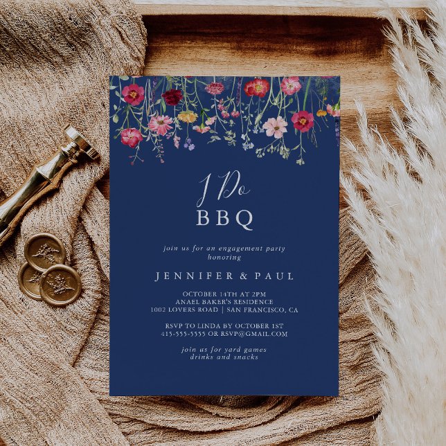 Boho Wildflower I Do BBQ Engagement Party Invitation (Creator Uploaded)