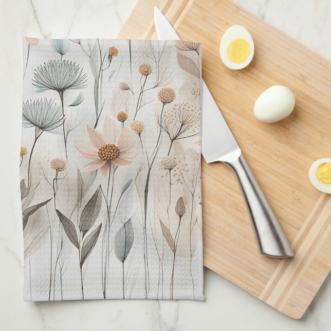 Boho Wildflower Kitchen Towel (Quarter Fold)