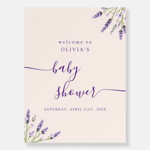 Boho Wildflower Lavender Baby Shower Welcome Sign