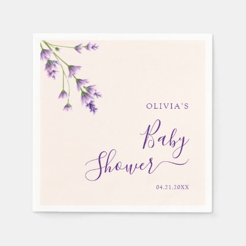 Boho Wildflower Lavender Bliss Baby Shower Napkins