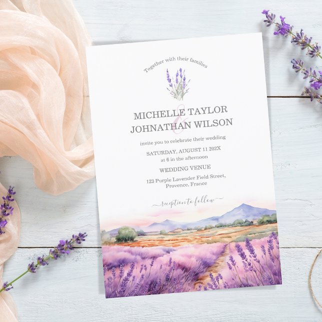 Boho Wildflower Lavender Purple Violet Floral Invitation (Wildflower Lavender Purple Violet Flora)