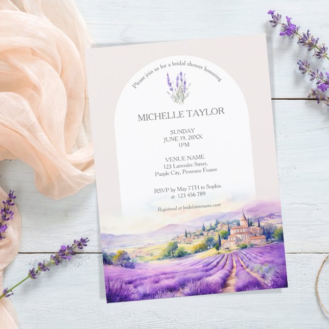Boho Wildflower Lavender Purple Violet Floral Invitation (WATERCOLOR LAVENDER FIELDS PROVENCE FRANCE)
