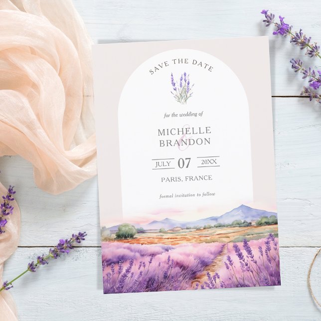 Boho Wildflower Lavender Purple Violet Summer Invitation (watercolor lavender fields provence france)