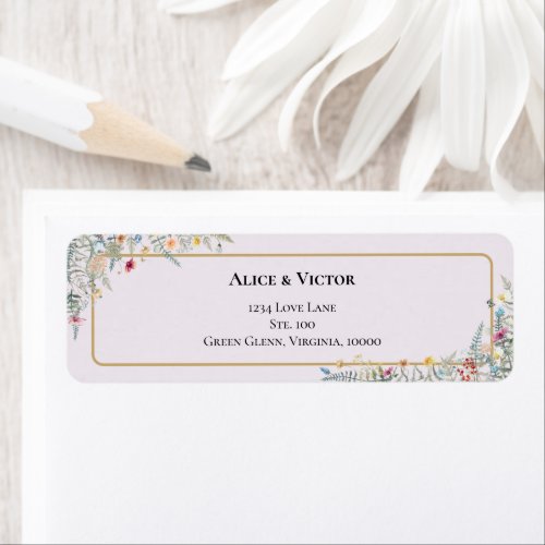 Boho Wildflower Lavender Wedding Return Address Label