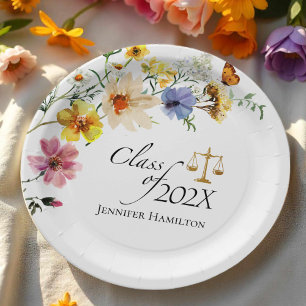 Boho Wildflower Law School Class of Graduation Paper Plates