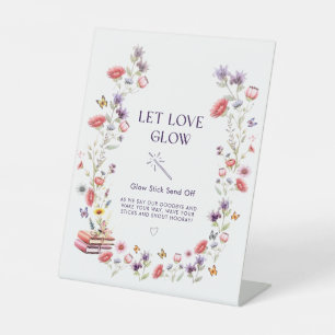Boho Wildflower Let Love Glow Bridal Shower Pedestal Sign