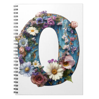 Boho Wildflower Letter O Floral Monogram Notebook