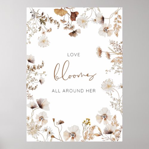 Boho Wildflower Love Blooms Poster