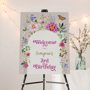 Boho Wildflower Meadow 3rd Birthday Welcome Foam Board