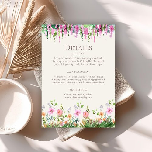 Boho Wildflower Meadow and Acacia Wedding Details  Invitation
