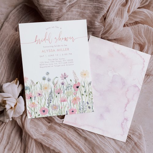 Boho Wildflower Meadow Bridal Shower Invitation