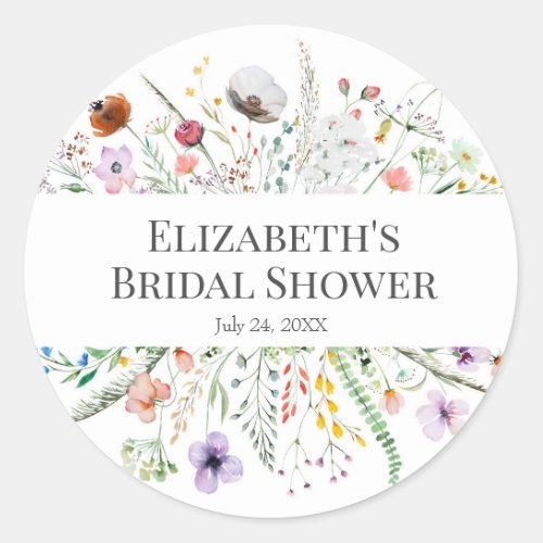 Boho Wildflower Meadow Bridal Shower Sticker