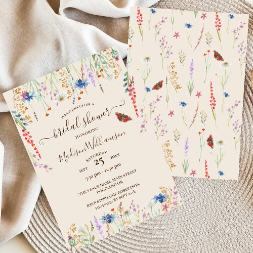 Boho Wildflower Meadow  Butterfly Invitation