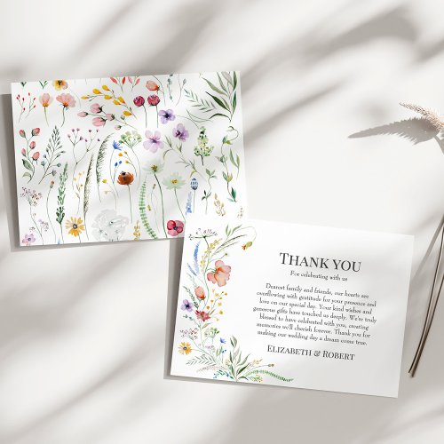 Boho Wildflower Meadow Wedding Thank You Card