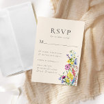 Boho Wildflower Meal Options Wedding RSVP Card