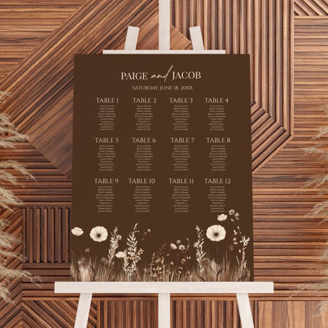 Boho Wildflower Medium Wedding Seating Chart Foam Board (Creator Uploaded)