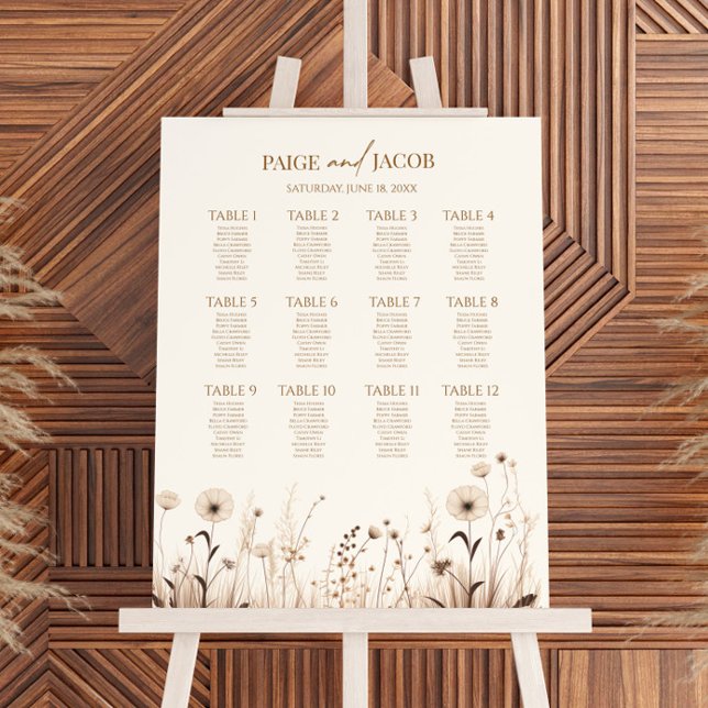 Boho Wildflower Medium Wedding Seating Chart Foam Board (Creator Uploaded)