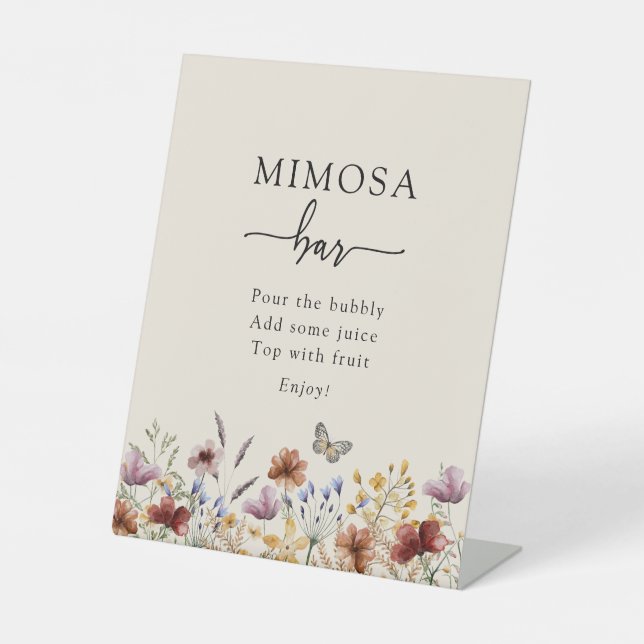 Boho Wildflower Mimosa Bar Sign (Front)