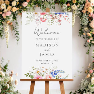 Boho Wildflower Minimalist Floral Welcome Wedding Foam Board