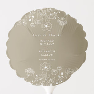 Boho Wildflower Modern Watercolor Wedding Balloon