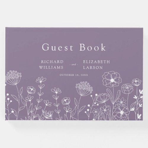 Boho Wildflower Modern Watercolor Wedding Guest Book