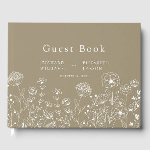 Boho Wildflower Modern Watercolor Wedding Guest Book