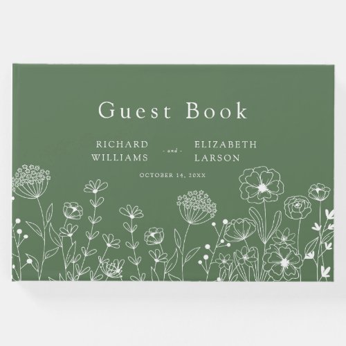 Boho Wildflower Modern Watercolor Wedding Guest Book