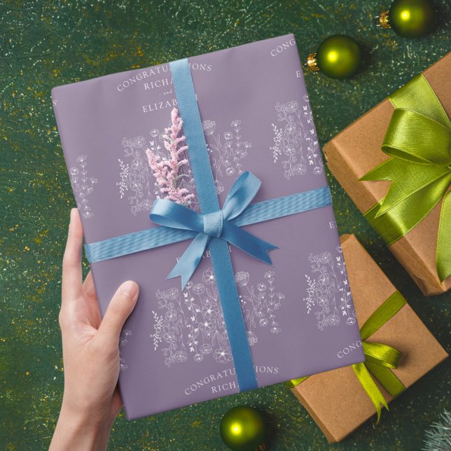 Boho Wildflower Modern Watercolor Wedding Wrapping Paper (Creator Uploaded)