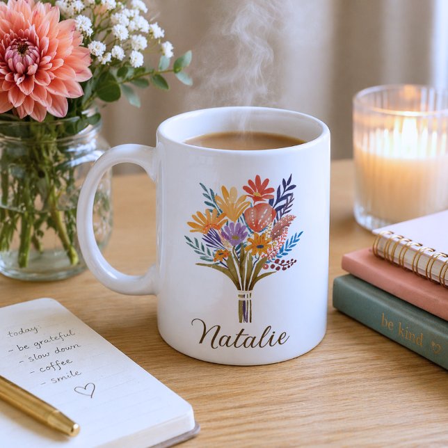 Boho Wildflower Monogram  Coffee Mug (Creator Uploaded)