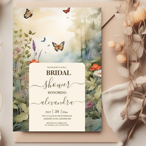 Boho Wildflower Mountain Bridal Shower Invitation