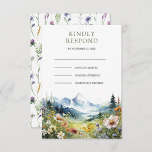 Boho Wildflower Mountain Meadow Wedding RSVP Card