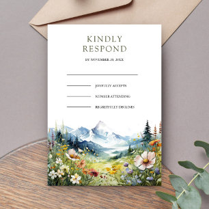 Boho Wildflower Mountain Meadow Wedding RSVP Card